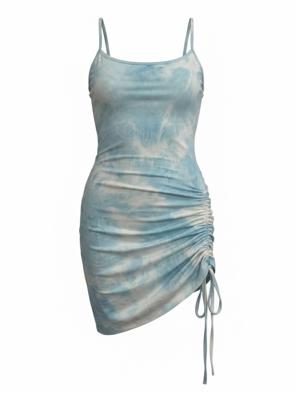 Rue21 Light Blue Tie-Dye Ruched Mini Dress